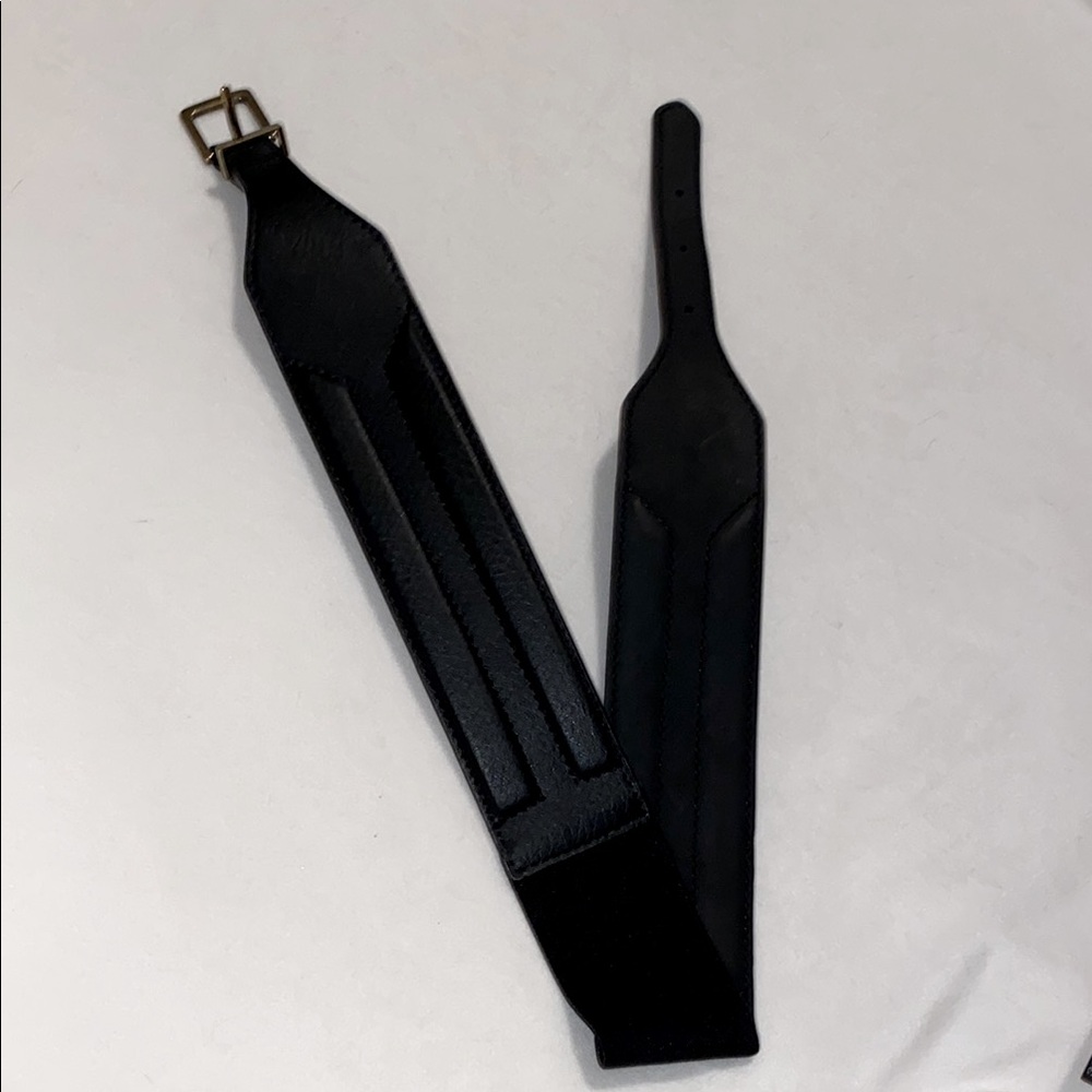 Women's‎ Black Leather  Stretch Belt Size M/L